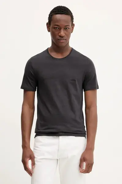 Bavlněné tričko BOSS TShirtRN 3P Classic 3-pack pánské, černá barva, 50532468