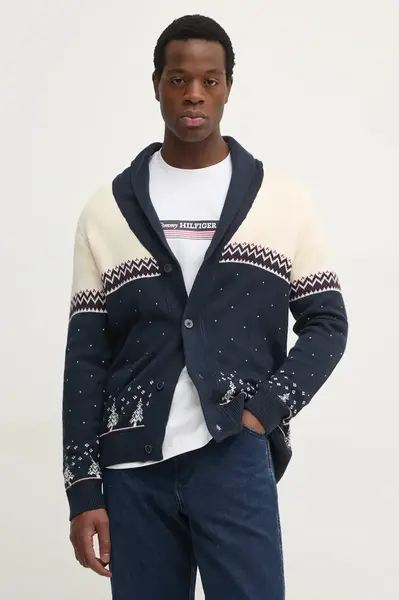 Kardigan Lindbergh pánský, tmavomodrá barva, 30-805059