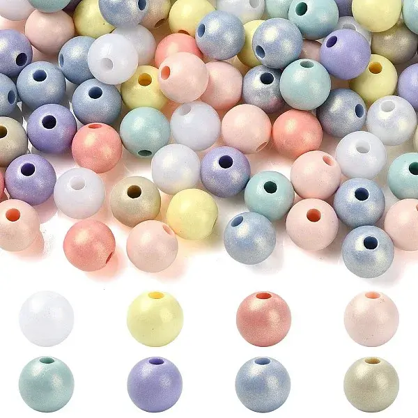 100Pcs Spray Painted Resin Beads