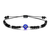 Adjustable Glass Evil Eye Brided Bead Bracelet