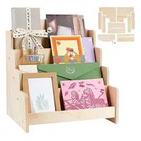 4-Tier Wood Display Riser Stands for Brochures