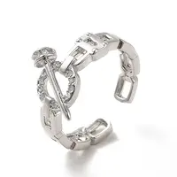 Clear Cubic Zirconia Ring with Nail Open Cuff Ring