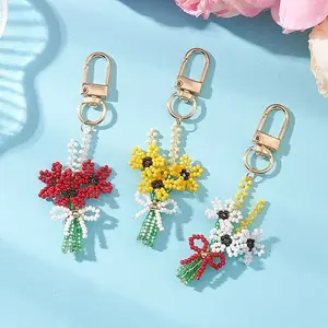 3D Flower Glass Seed Beaded Pendant Decorations