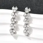 Brass Micro Pave Clear Cubic Zirconia Tassel Stud Earrings