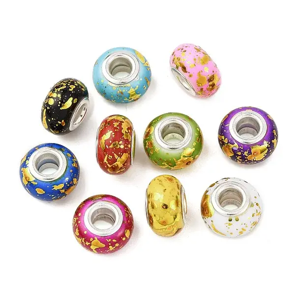 Opaque Resin Rondelle European Beads