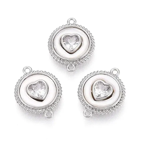Brass Pave Clear Cubic Zirconia with Shell Connector Charms