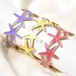 304 Stainless Steel Enamel Cuff Bangles for Women