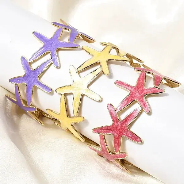 304 Stainless Steel Enamel Cuff Bangles for Women