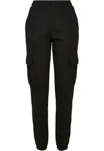 Women's Cargo Sweat High Waisted Trousers - Black
