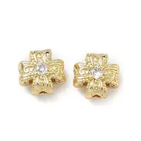 Brass Clear Cubic Zirconia Beads