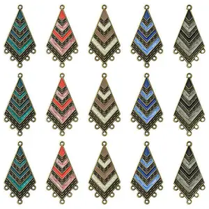 30Pcs 5 Colors Tibetan Style Alloy Enamel Chandelier Component Links