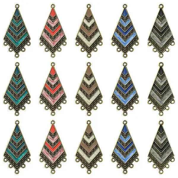 30Pcs 5 Colors Tibetan Style Alloy Enamel Chandelier Component Links