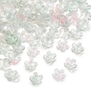 60G Baking Painted Transparent Glass Bead Caps
