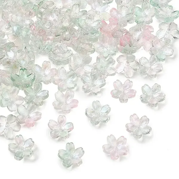 60G Baking Painted Transparent Glass Bead Caps