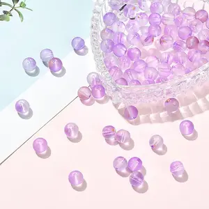100Pcs Frosted Baking Painted Glass Beads