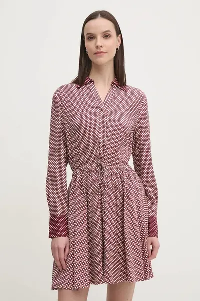 Šaty Tommy Hilfiger vínová barva, mini, WW0WW44020