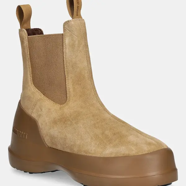 Semišové kotníkové boty Moon Boot MB LUNA CHELSEA SUEDE hnědá barva, 80D2480050 L003