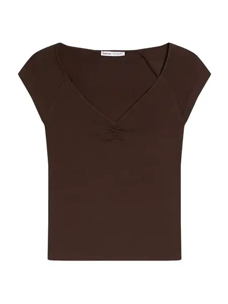 Bershka Tričko  čokoládová