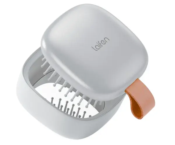 Cestovní kartáč na vlasy se zrcátkem Laifen Air Silver - stříbrný + dárek zdarma