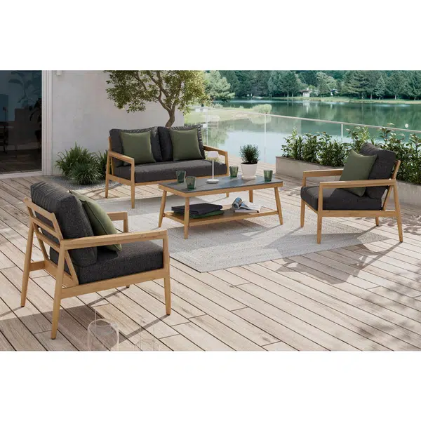 Ambia Garden ZAHRADNÍ SEDACÍ SOUPRAVA 4dílné, kov, textil, kámen