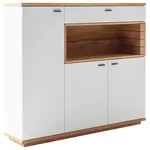 Novel VYSOKÁ KOMODA, divoký dub, bílá, divoký dub, 150/133/37 cm