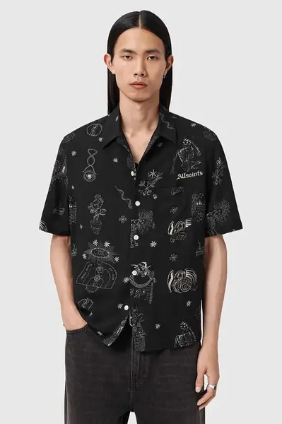 Košile s příměsí lnu AllSaints TERRA