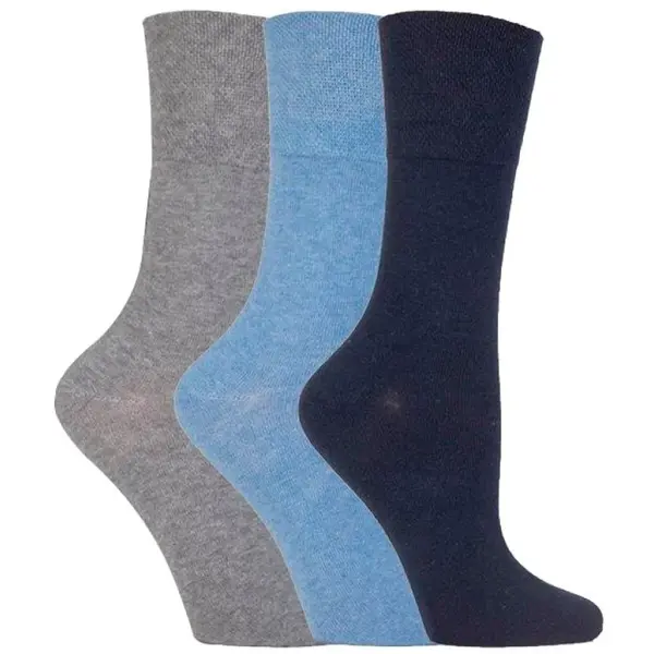 IOMI Gentle Grip dámske diabetik ponožky 3 páry MODRÉ bez gumičiek