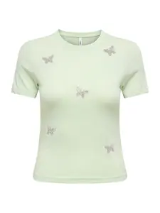 ONLY Tričko 'ONLSNAPPY'  mätová / strieborná