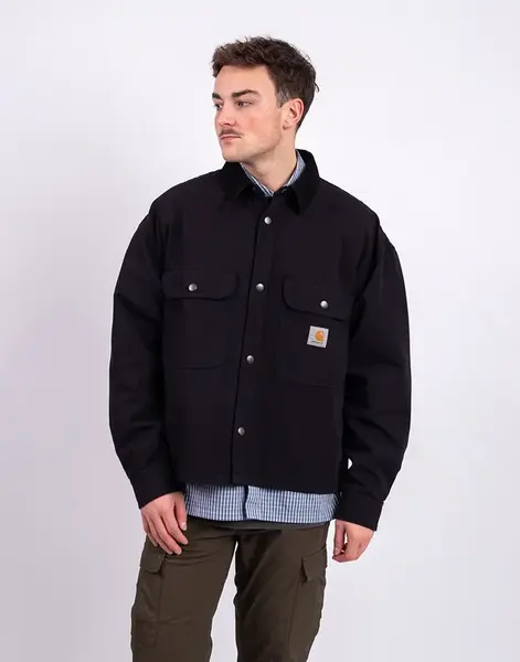 Carhartt WIP Košeľová bunda Prescott Black/Black garment dyed L