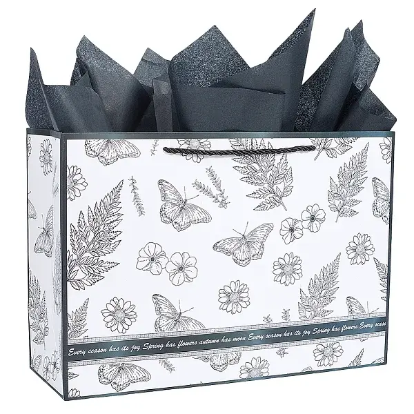 1Pc Flower Butterfly Paper Gift Tote Bags