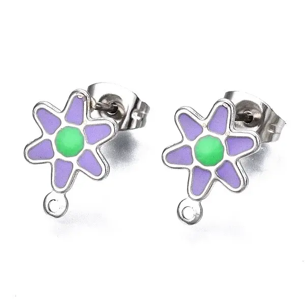 304 Stainless Steel Enamel Stud Earring Findings