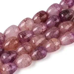 Baking Paint Crackle Glass Beads Strands
