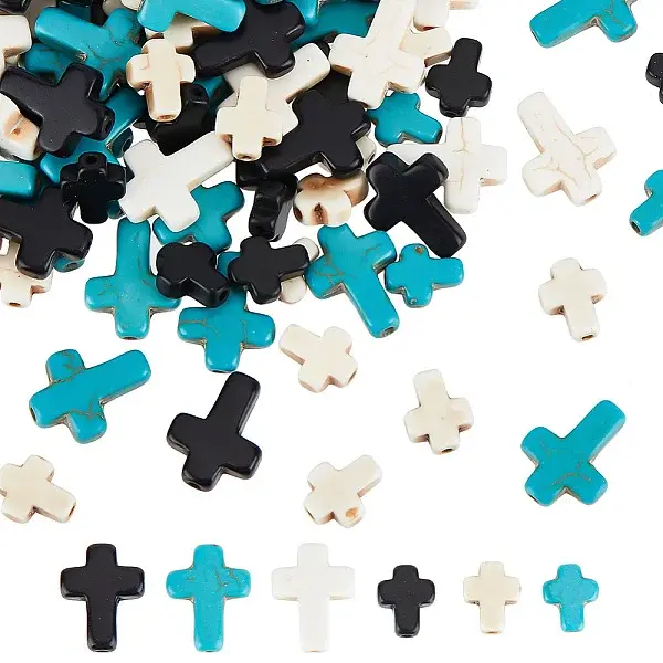 210Pcs 6 Styles Synthetic Turquoise Beads