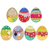 14Pcs 7 Styles Easter Egg Bunny Acrylic Pendants
