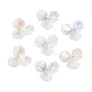 UV Plated Rainbow Acrylic Bead Caps