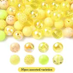 50Pcs 10 Styles Acrylic & Resin Round Beads Sets