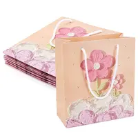6Pcs Rectangle Paper FLower Gift Bags with Rope Handles