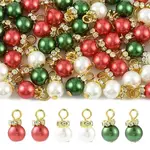 60Pcs 3 Colors Christmas Glass Pearl Charms