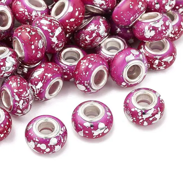 Opaque Resin Rondelle European Beads
