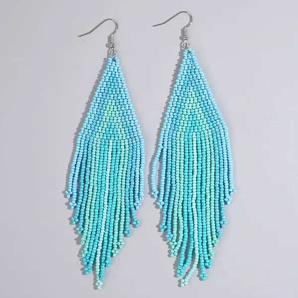 Handmade Glass Seed Beads Tassel Dangle Earrings