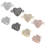 8Pcs 4 Colors Brass Micro Pave Clear Cubic Zirconia Connector Charms