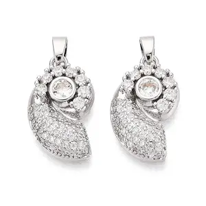 Brass Micro Pave Clear Cubic Zirconia Pendants