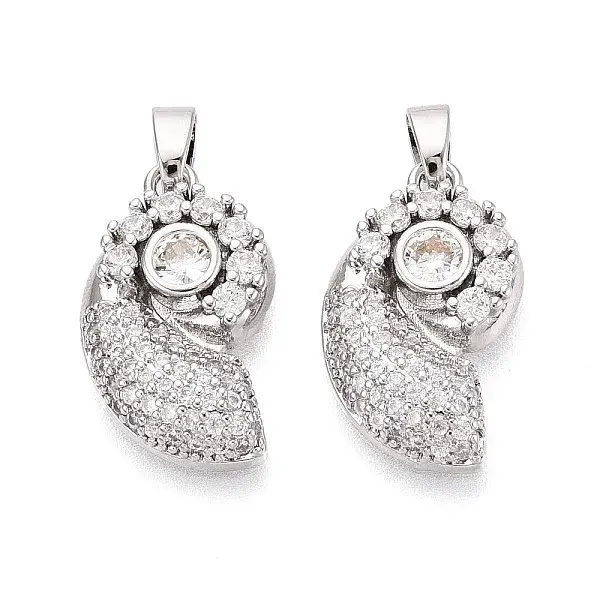 Brass Micro Pave Clear Cubic Zirconia Pendants