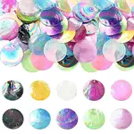 45Pcs 9 Styles Spray Painted Natural Capiz Shell Pendants