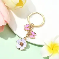 6pcs Flower Alloy Enamel Keychain