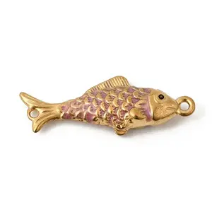 304 Stainless Steel Enamel Fish Connector Charms