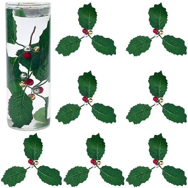 45Pcs Foam & Cloth Artificial Holly Leaves