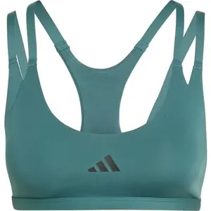 adidas OPTIME STRAPPY LS BRA Dámská sportovní podprsenka, tmavě zelená, velikost