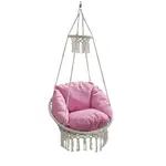 Závěsné houpací křeslo s třásněmi delus - bílá/růžová
