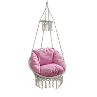 Závěsné houpací křeslo s třásněmi delus - bílá/růžová